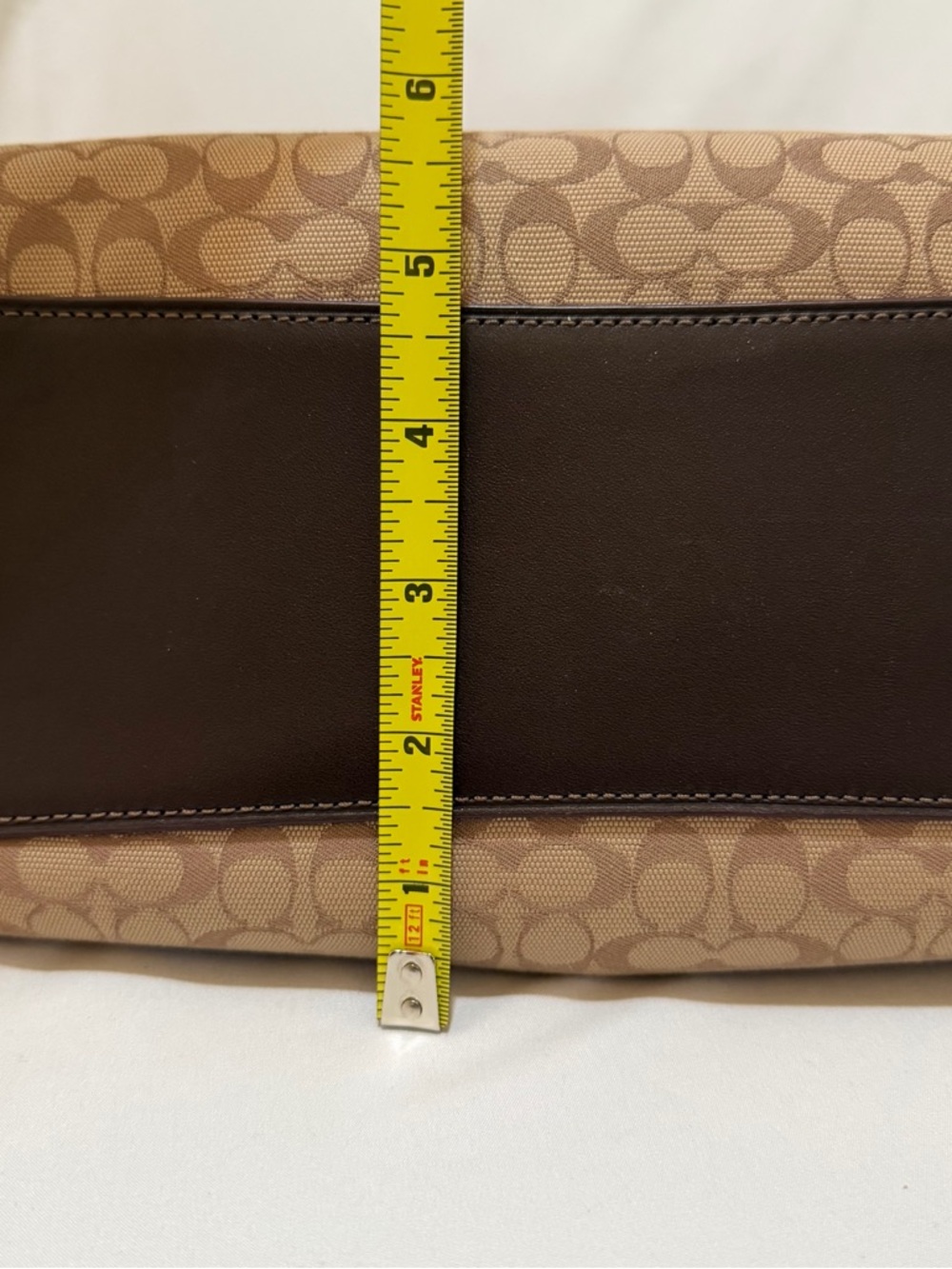 Coach Brown Signature Canvas Shoulder Bag with Dark Brown Trim - Picture 11 of 12
